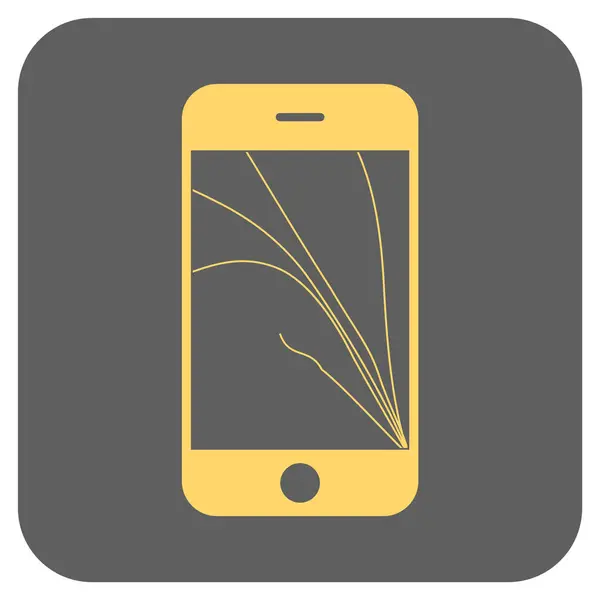 Smartphone écran fissures arrondi carré vectoriel Icône — Image vectorielle