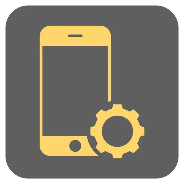 Smartphone Setup Gear Rotunjit Square Vector Icon — Vector de stoc