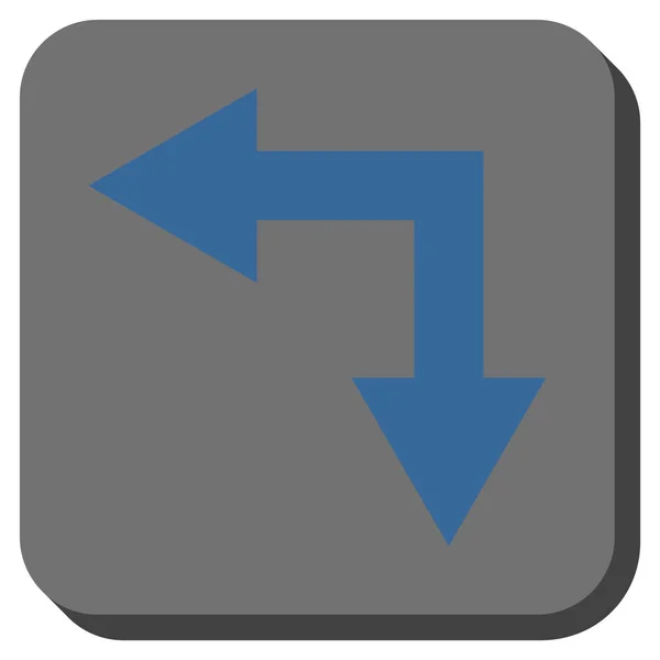 Flecha de bifurcación izquierda abajo redondeado cuadrado Vector icono — Vector de stock