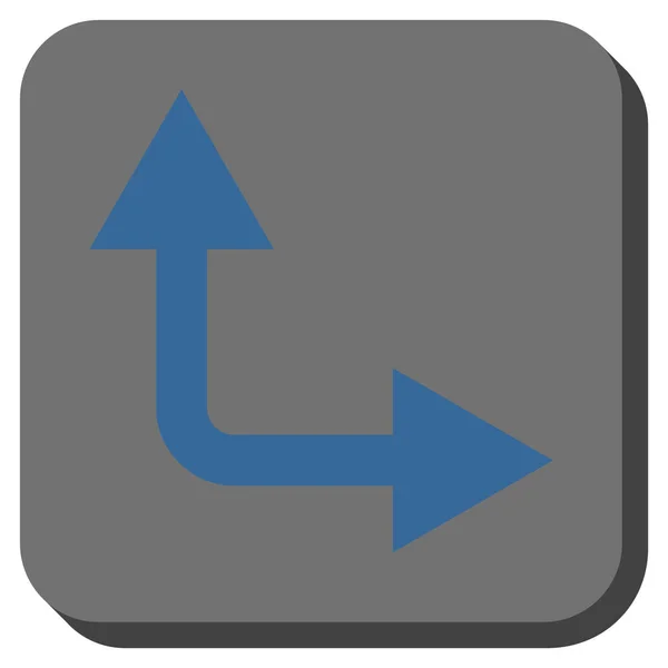Bifurcação seta direita para cima arredondado vetor quadrado ícone — Vetor de Stock