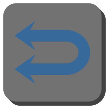 Çift sol ok yuvarlak kare vektör simgesi