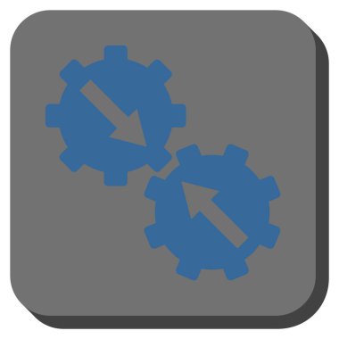 Dişli Tümleştirme yuvarlak kare vektör simgesi