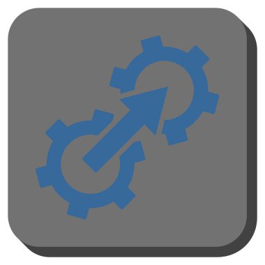 Dişli Tümleştirme yuvarlak kare vektör simgesi