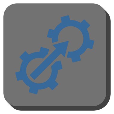 Dişli Tümleştirme yuvarlak kare vektör simgesi