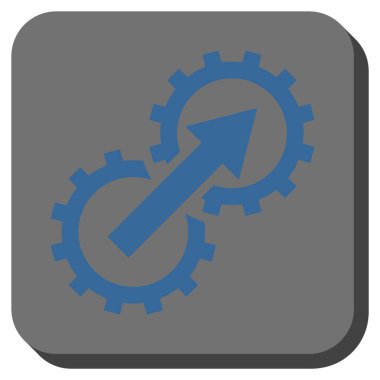 Dişli Tümleştirme yuvarlak kare vektör simgesi