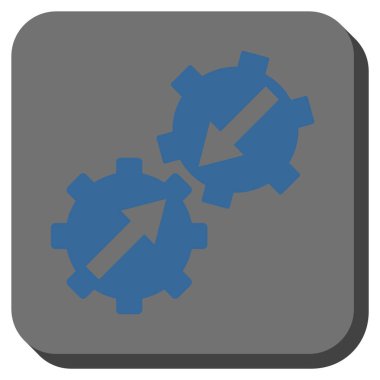 Dişli Tümleştirme yuvarlak kare vektör simgesi