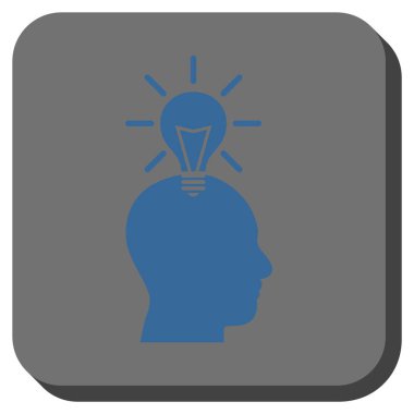 Dahi ampul yuvarlak kare vektör simgesi