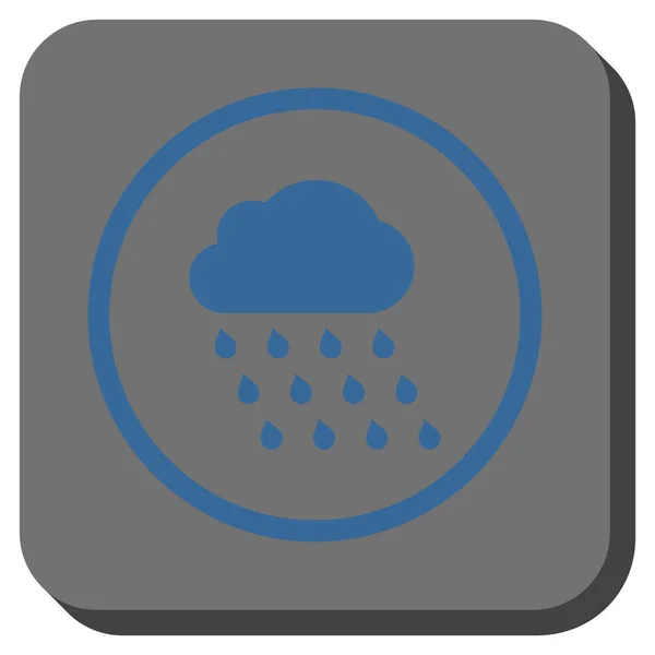 Nuvem de chuva arredondada vetor quadrado ícone — Vetor de Stock