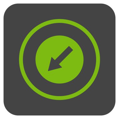 Yuvarlak aşağı sol ok düz kare vektör simgesi