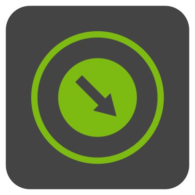 Aşağı doğru yuvarlak ok düz kare vektör simgesi