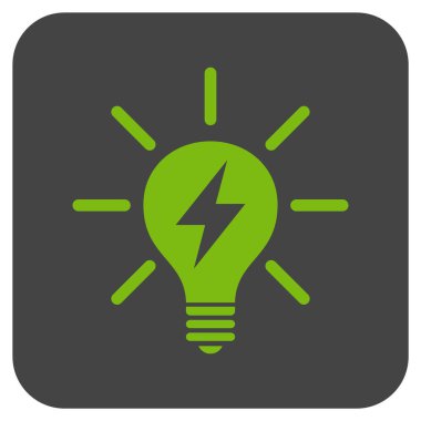 Elektrik ışık ampul düz kare vektör simgesi