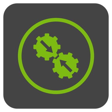 Dişli Tümleştirme düz kare vektör simgesi