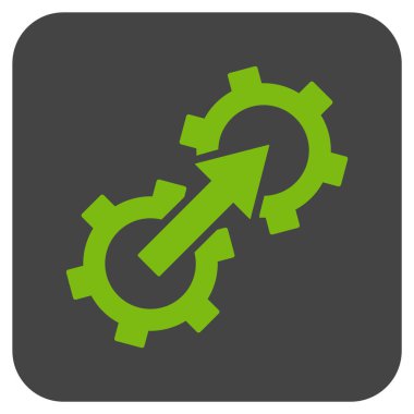 Dişli Tümleştirme düz kare vektör simgesi