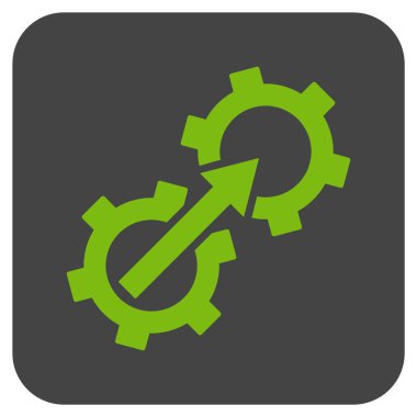 Dişli Tümleştirme düz kare vektör simgesi