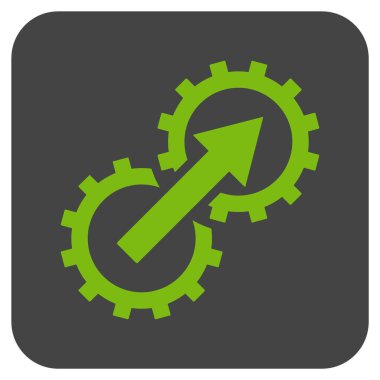 Dişli Tümleştirme düz kare vektör simgesi