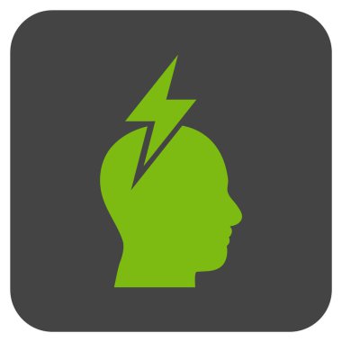 Baş ağrısı düz kare vektör simgesi