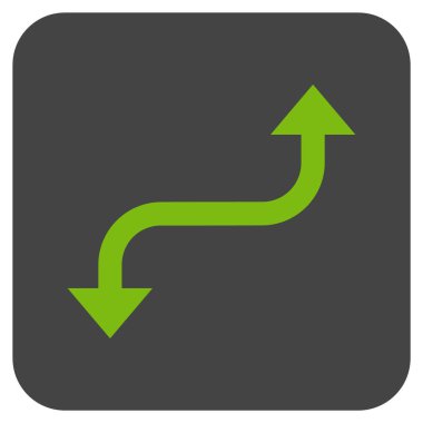 Tam tersi kavisli ok düz kare vektör simgesi