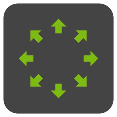 Radyal oklar düz kare vektör simgesi