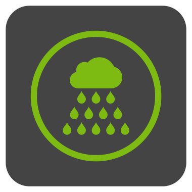 Yağmur bulutu düz kare vektör simgesi