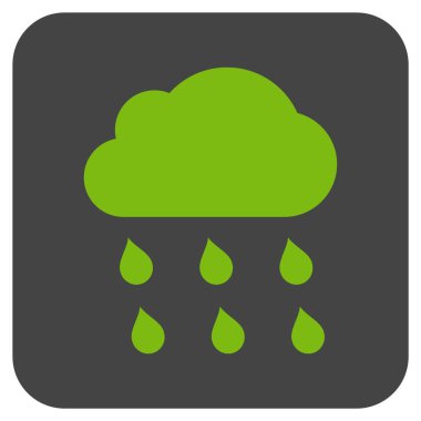 Yağmur bulutu düz kare vektör simgesi