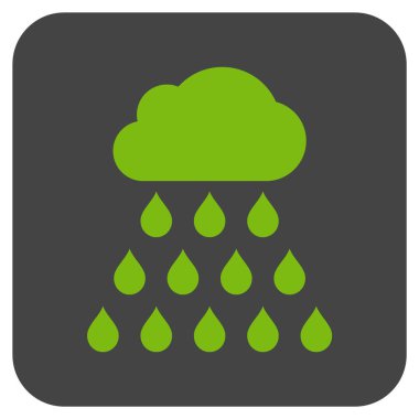 Yağmur bulutu düz kare vektör simgesi
