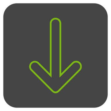 Düz aşağı yönlü ok vektör simgesi kare