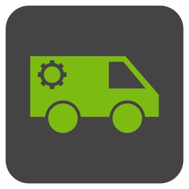 Hizmet araba düz kare vektör simgesi