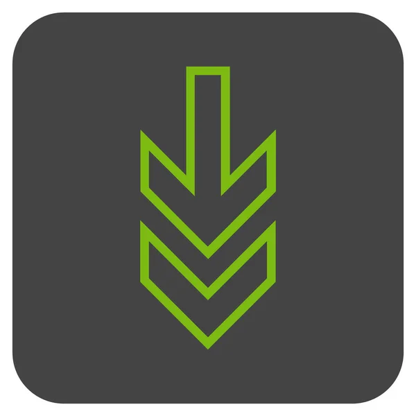 Direção para baixo plana vetor quadrado ícone — Vetor de Stock