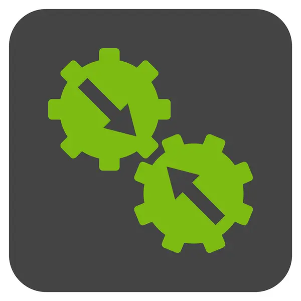 Gear Integration Flat Squared Vector Icon — Stock Vector