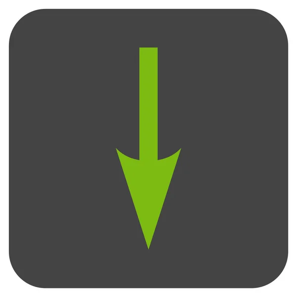 Scharfer Pfeil nach unten flaches quadratisches Vektorsymbol — Stockvektor