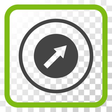 Yukarı sağ yuvarlak ok vektör simgesi bir çerçeve içinde