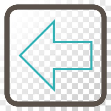 Ok sol vektör simgesi bir çerçeve içinde