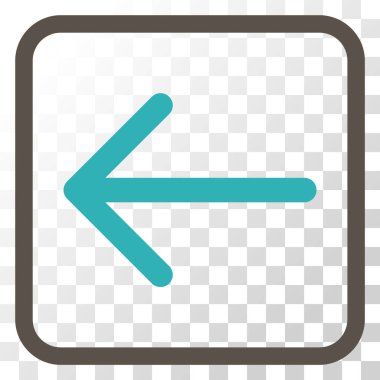 Ok sol vektör simgesi bir çerçeve içinde