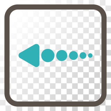 Ok sol vektör simgesi bir çerçeve içinde