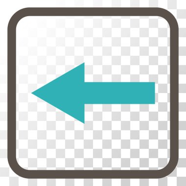 Ok sol vektör simgesi bir çerçeve içinde