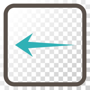 Ok sol vektör simgesi bir çerçeve içinde