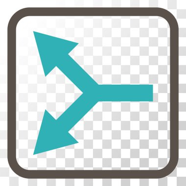 Bifurkasyon ok sol vektör simgesi bir çerçeve içinde