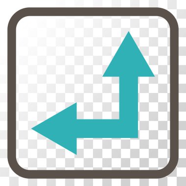 Vektör simgesi bir çerçeve içinde yukarı sol çatallanma ok