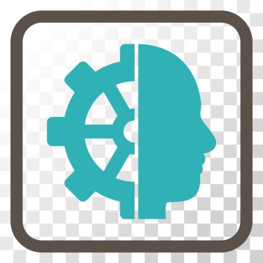 Cyborg dişli vektör simgesi bir çerçeve içinde