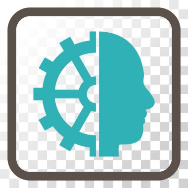 Cyborg dişli vektör simgesi bir çerçeve içinde