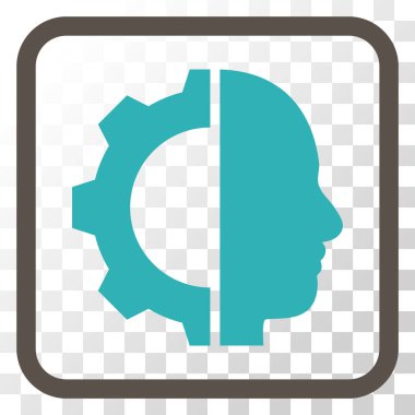 Cyborg dişli vektör simgesi bir çerçeve içinde