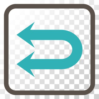 Çift sol ok vektör simgesi bir çerçeve içinde