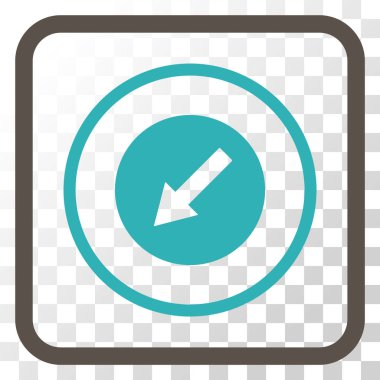 Aşağı sol yuvarlak ok vektör simgesi bir çerçeve içinde