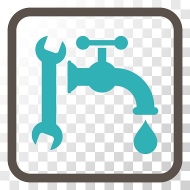 Sıhhi tesisat vektör simgesi bir çerçeve içinde