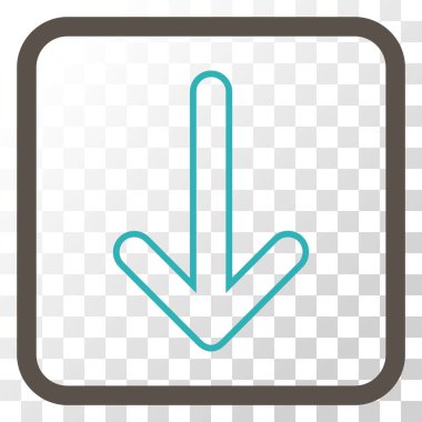 Vektör simgesi bir çerçeve içinde aşağı yönlü ok