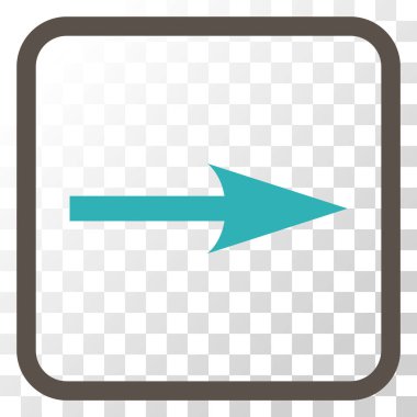 Keskin ok doğru vektör simgesi bir çerçeve içinde