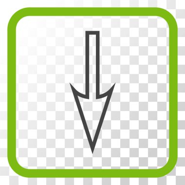 Vektör simgesi bir çerçeve içinde aşağı ok keskin