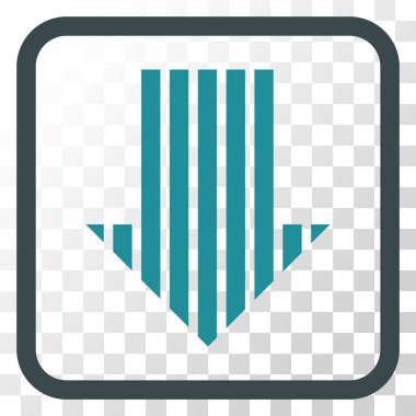 Vektör simgesi bir çerçeve içinde aşağı çizgili ok