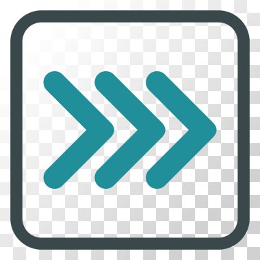 Ok ucu doğru vektör simgesi bir çerçeve içinde üçlü