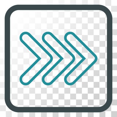 İşaretçi doğru vektör simgesi bir çerçeve içinde üçlü